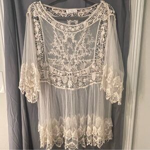 Rebellion Cream Lace Tunic Top